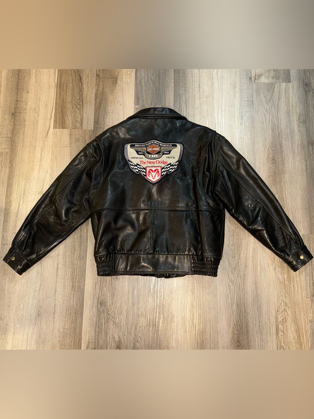 VTG Harley-Davidson 95th Anniversay x Dodge Ram Leather Motorcycle Biker Jacket